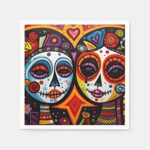 Farbenfrohe 💀 Día de Muertos Serviette