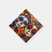 Farbenfrohe 💀 Día de Muertos Serviette (Ecke)