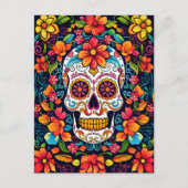 Farbenfrohe Dia de Muertos ☠️ Sugar Skull Postkarte (Vorderseite)