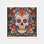 Farbenfrohe Dia de Muertos ☠️ Sugar Skull Serviette (Vorderseite)