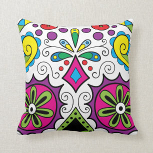 Farbenfrohe "Dia des Los Muertos" Kopfkissen Kissen
