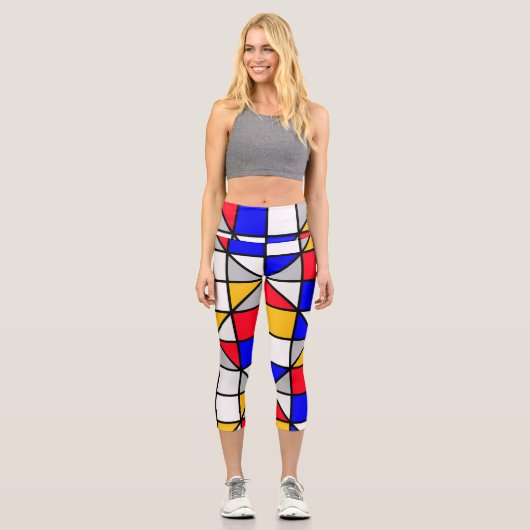 Farbenfrohe Diagonal Squares Capri Leggings (Vorderseite)