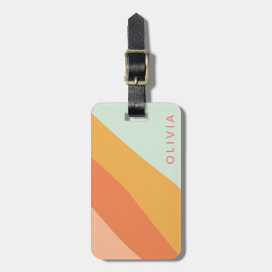 Farbenfrohe Diagonal Streifen Sweet Candy Pastell Gepäckanhänger (Vorderseite vertikal)