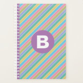 Farbenfrohe diagonale Candy-Streifen lila Monogram Planer (Vorderseite)