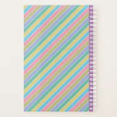 Farbenfrohe diagonale Candy-Streifen lila Monogram Planer (Rückseite)