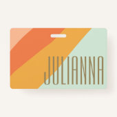 Farbenfrohe Diagonale Streifen Retro Pastel Person Ausweis (Rückseite)