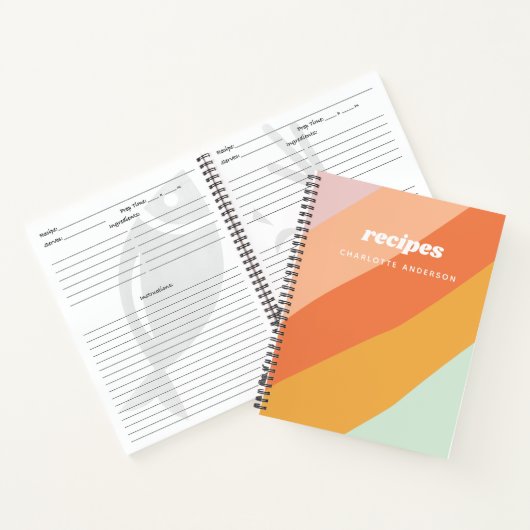 Farbenfrohe Diagonale Streifen Retro Personalisier Notizblock (Innenseite)