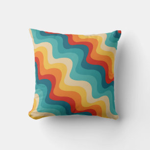 Farbenfrohe diagonale Wellen im Retro-Stil  Kissen