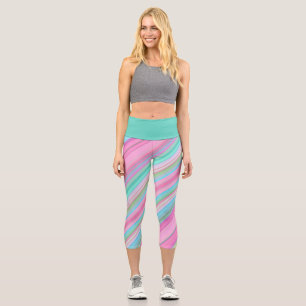 Farbenfrohe Diagonalstreifen Capri Leggings