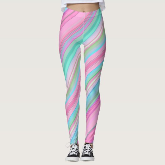 Farbenfrohe Diagonalstreifen Leggings (Vorderseite)