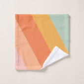 Farbenfrohe Diagonalstreifen Retro Candy Pastell Badhandtuch Set (Waschlappen)
