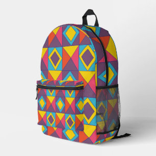 Farbenfrohe Diamantdreieck Geometrie Bedruckter Rucksack