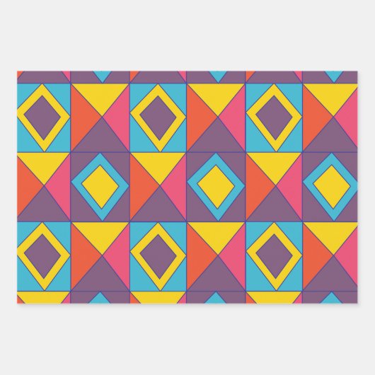 Farbenfrohe Diamantdreieck Geometrie Geschenkpapier Set (Vorderseite 3)
