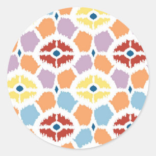 Farbenfrohe Diamanten ikat geometrisch Runder Aufkleber