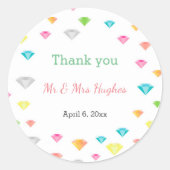 Farbenfrohe Diamanten Konfetti Hochzeit Spaß Custo Runder Aufkleber (Vorderseite)