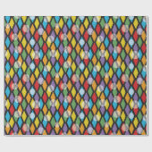 Farbenfrohe Diamanten und transparente Punkte auf  Geschenkpapier (Flach)