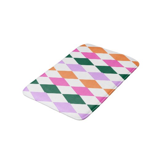 Farbenfrohe Diamantmuster Mitte des Jahrhunderts M Badematte (Schrägansicht)