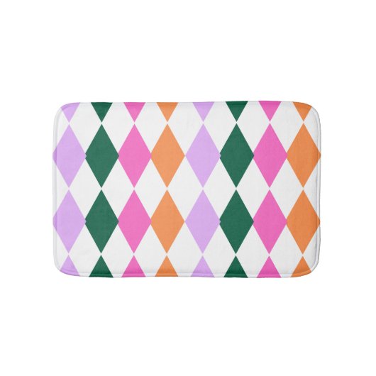 Farbenfrohe Diamantmuster Mitte des Jahrhunderts M Badematte (Vorderseite)