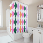 Farbenfrohe Diamantmuster Mitte des Jahrhunderts M Duschvorhang (Beispiel)