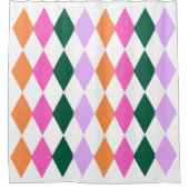 Farbenfrohe Diamantmuster Mitte des Jahrhunderts M Duschvorhang (Vorderseite)