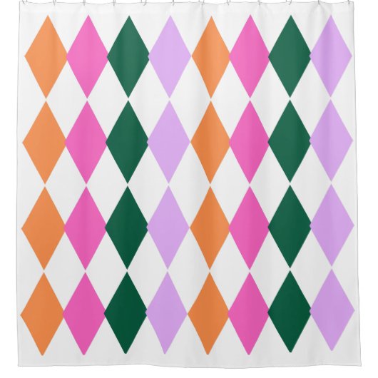 Farbenfrohe Diamantmuster Mitte des Jahrhunderts M Duschvorhang (Vorderseite)