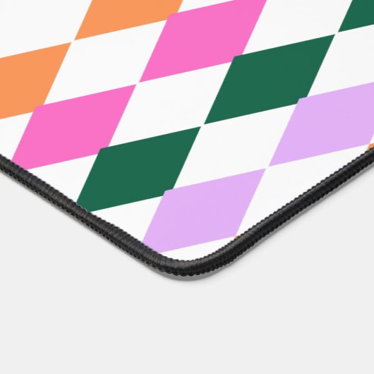 Farbenfrohe Diamantmuster Mitte des Jahrhunderts M Schreibtischunterlage (Ecke)