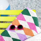 Farbenfrohe Diamantmuster Mitte des Jahrhunderts M Strandtuch