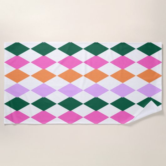 Farbenfrohe Diamantmuster Mitte des Jahrhunderts M Strandtuch (Vorderseite)