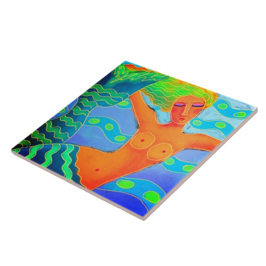 Farbenfrohe Digital Mermaid Malerei Fliese (Seite)