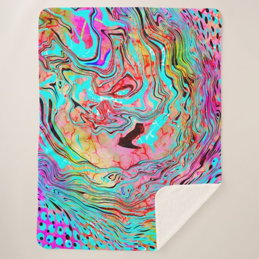 Farbenfrohe digitale Fluid Art Sherpadecke (Vorderseite)