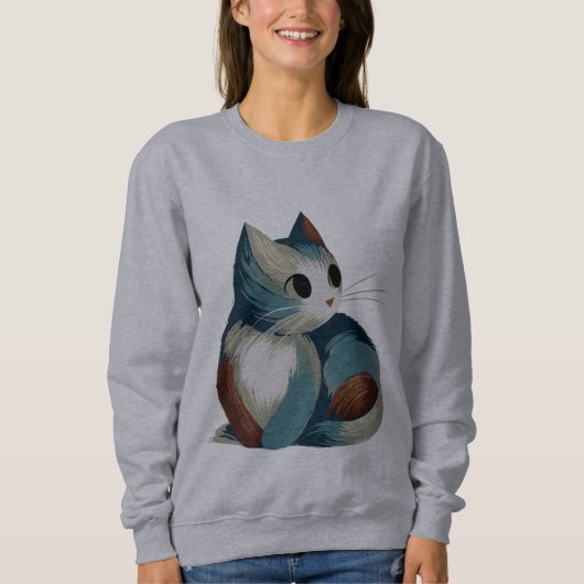 Farbenfrohe digitale Katze Sweatshirt (Vorderseite)