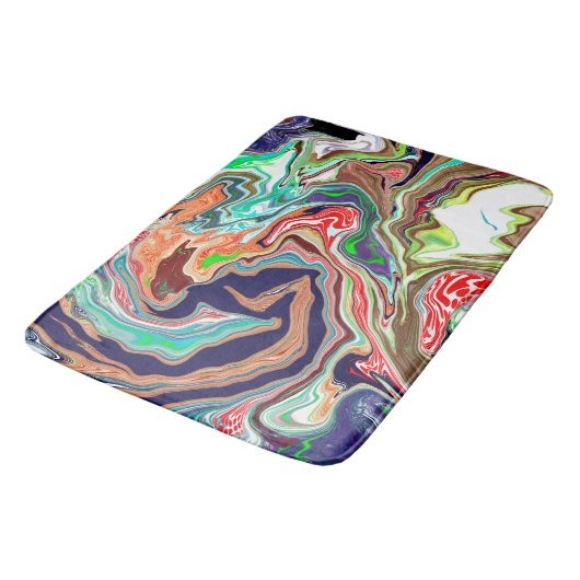 Farbenfrohe digitale Marmorbäume Abstrakte Moderne Badematte (Schrägansicht)