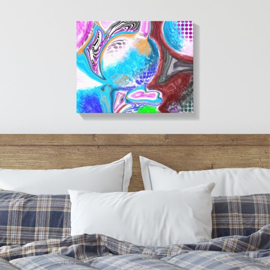 Farbenfrohe digitale Moderne Abstrakte Kunst Leinwanddruck (Insitu (Schlafzimmer))