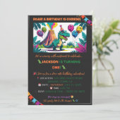 Farbenfrohe Dino Balloons laden zum Editieren ein Einladung (Stehend Vorderseite)