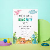 Farbenfrohe Dino Mite Dinosaur Einladung zum Gebur