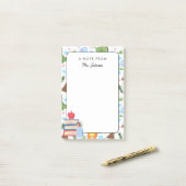 Farbenfrohe Dino-Muster Ein Hinweis von Lehrer Nie Post-it Klebezettel (Auf Schreibtisch)