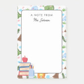 Farbenfrohe Dino-Muster Ein Hinweis von Lehrer Nie Post-it Klebezettel (Vorderseite)