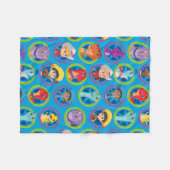 Farbenfrohe Dino Ranch Muster Fleecedecke (Vorderseite (Horizontal))