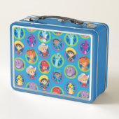 Farbenfrohe Dino Ranch Muster Metall Brotdose (Rückseite)