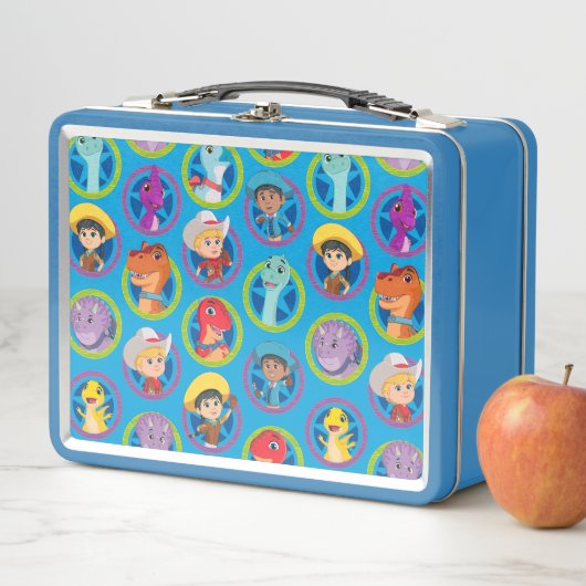 Farbenfrohe Dino Ranch Muster Metall Brotdose (Beispiel)