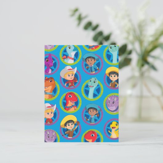 Farbenfrohe Dino Ranch Muster Postkarte (Stehend Vorderseite)