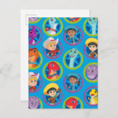 Farbenfrohe Dino Ranch Muster Postkarte (Vorne/Hinten)