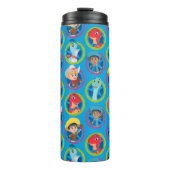 Farbenfrohe Dino Ranch Muster Thermosbecher (Vorderseite)