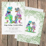 farbenfrohe Dinosaur-Hochzeit Einladung<br><div class="desc">Freuen Sie sich auf diese lustige Dinosaurier-Hochzeitseinladung mit Aquarell-Eukalyptusgrün und Dinosaurier-Braut und -Bräutigam. Einfach mit den Namen der Braut und der Zeltstuben, dem Hochzeitstag und allen Details des Hochzeitsortes anpassen. Freuen Sie sich auf bunte Aquarell-T-Rex-Braut- und Bräutigam-Illustrationen in leuchtend psychedelischen Farben mit botanischem Aquarellfolien, modernem Fundus-Typografie-Skript. Einzigartiges Originalwerk von Catherine...</div>