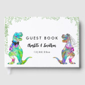 farbenfrohe Dinosaur-Hochzeit Gästebuch (Vorderseite)