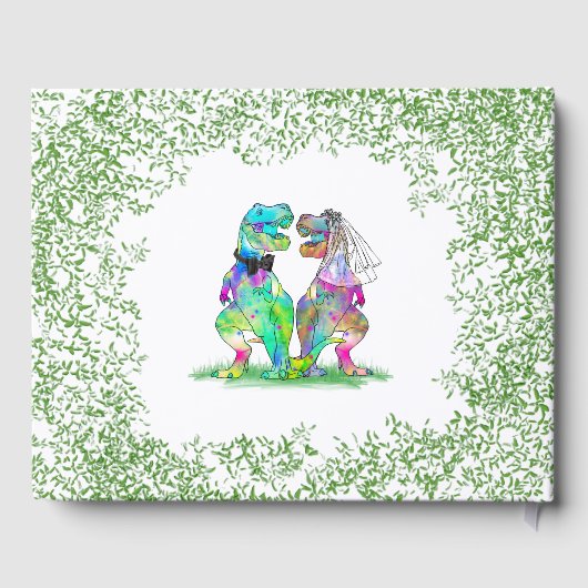 farbenfrohe Dinosaur-Hochzeit Gästebuch (Rückseite)