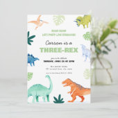Farbenfrohe Dinosaurier-Dinosaurier zum Geburtstag Einladung (Stehend Vorderseite)