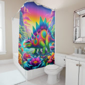 Farbenfrohe Dinosaurier Duschvorhang (Beispiel)