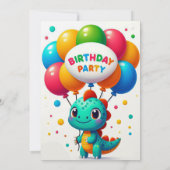 Farbenfrohe Dinosaurier Geburtstagsparty Einladung (Rückseite)