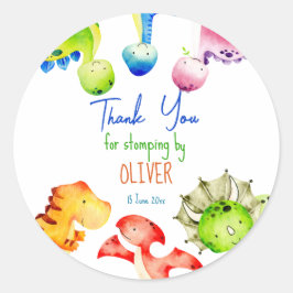 Farbenfrohe Dinosaurier Geburtstagsparty personali Runder Aufkleber